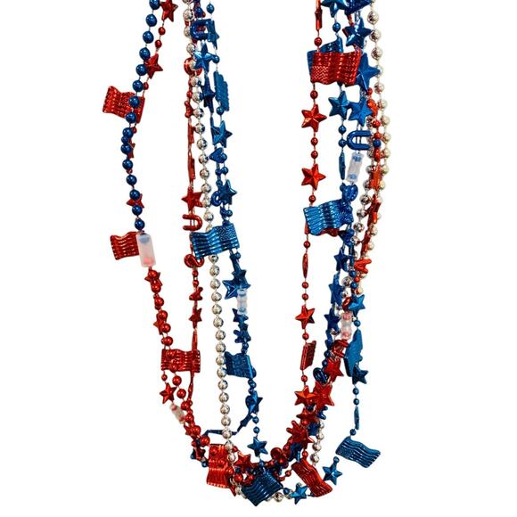 Claires New Set of 6 Overhead Necklaces Patriotic USA Flag Star - Picture 6 of 8